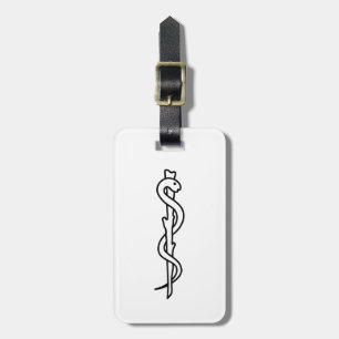 Rij van Asclepius [medisch symbool] Bagagelabel