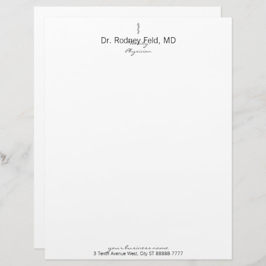 Rij van Asclepius [medisch symbool] Briefhoofd Ontwerp (Voorkant / Achterkant)