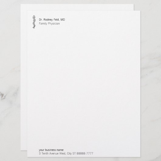 Rij van Asclepius [medisch symbool] Briefhoofd Ontwerp (Voorkant / Achterkant)