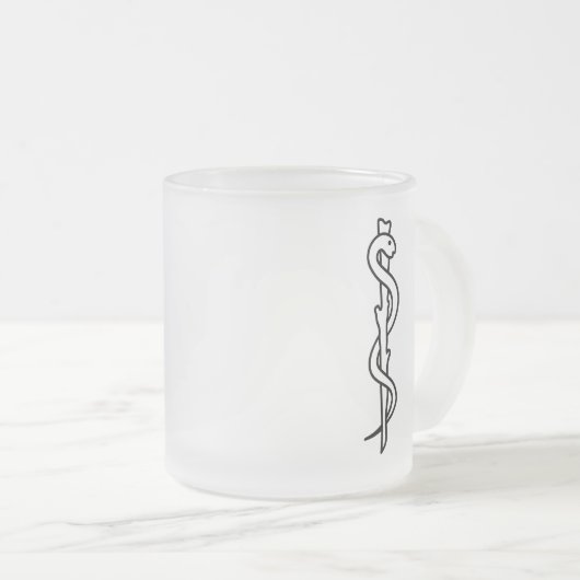 Rij van Asclepius [medisch symbool] Matglas Koffiemok (Voorkant rechts)