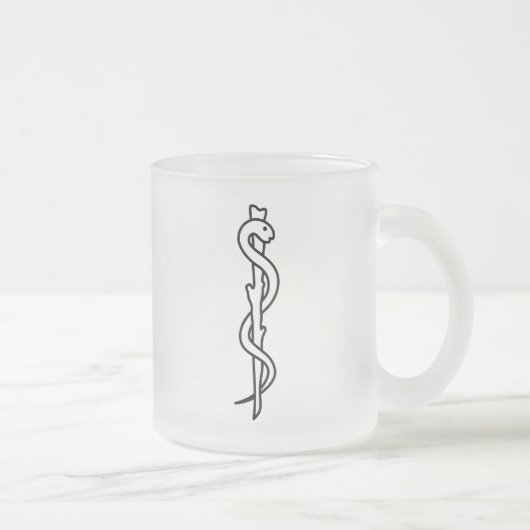 Rij van Asclepius [medisch symbool] Matglas Koffiemok (Rechts)