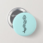 Rij van Asclepius [medisch symbool] Ronde Button 5,7 Cm (Voorkant /achterkant)