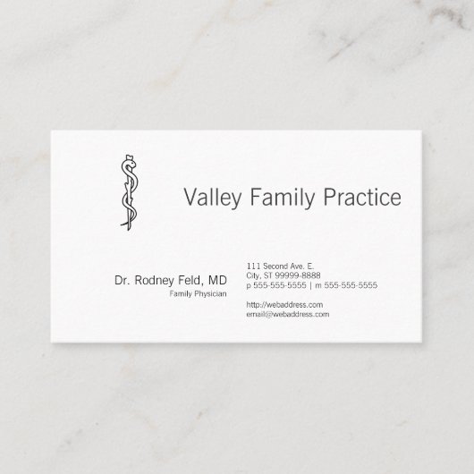 Rij van Asclepius [medisch symbool] Visitekaartje (Voorkant)