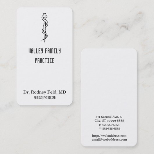 Rij van Asclepius [medisch symbool] Visitekaartje (Voorkant / Achterkant)