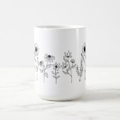 Rij van Bloemen Stems Boho Line Art Koffiemok (Center)