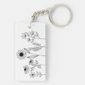 Rij van Bloemen Stems Boho Line Art Sleutelhanger (achterkant)