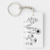 Rij van Bloemen Stems Boho Line Art Sleutelhanger (Voorkant)