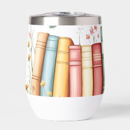 Rij van boeken, bloemen, vlinders