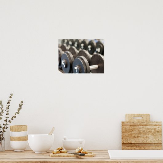 Rij van de Dumbbells Closeup Poster (Keuken)