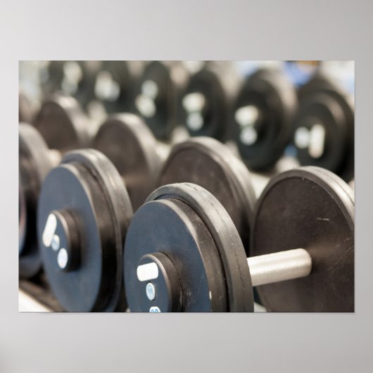 Rij van de Dumbbells Closeup Poster (Voorkant)