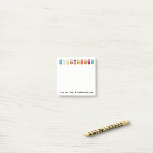 Rij van de eigenaar post-it® notes (Op bureau)