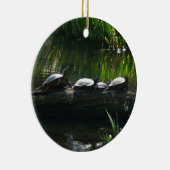 Rij van de groene Natuur van Turtles Foto Keramisch Ornament (Rechts)