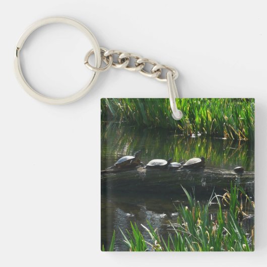 Rij van de groene Natuur van Turtles Foto Sleutelhanger (Voorkant)