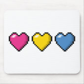 Rij van drie Pansexual Pride Flag Pixel Hearts Muismat (Voorkant)