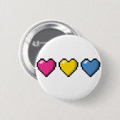 Rij van drie Pansexual Pride Flag Pixel Hearts Ronde Button 5,7 Cm (Voorkant /achterkant)