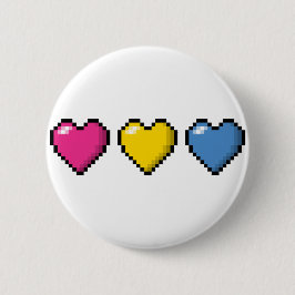 Rij van drie Pansexual Pride Flag Pixel Hearts Ronde Button 5,7 Cm