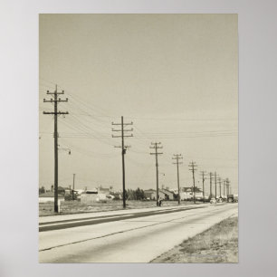 Rij van elektriciteitscentrales poster