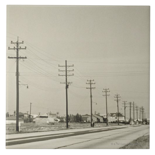 Rij van elektriciteitscentrales tegeltje (Voorkant)