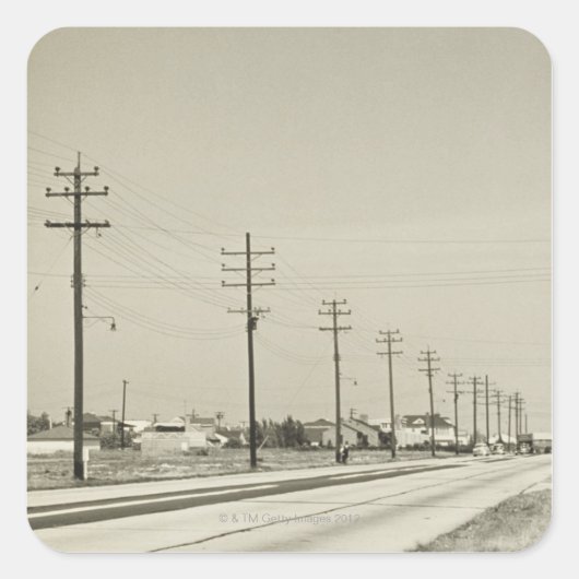 Rij van elektriciteitscentrales vierkante sticker (Voorkant)