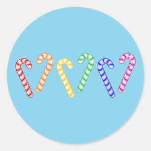 Rij van het Riet van het Snoep van de Regenboog Ronde Sticker
