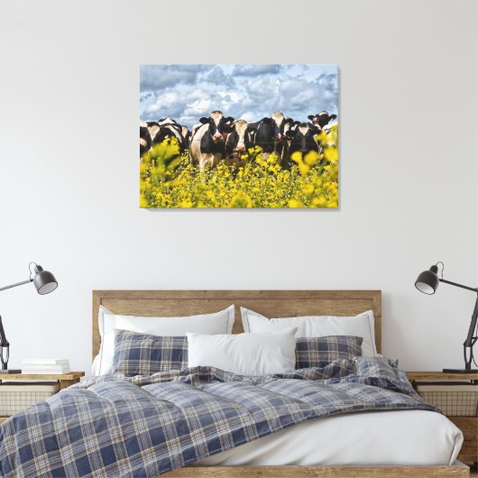 Rij van Holstein Koeien Canvas Afdruk (Insitu (Slaapkamer))