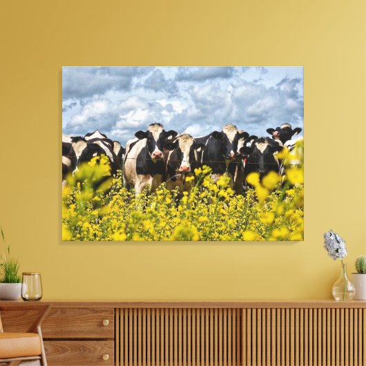 Rij van Holstein Koeien Canvas Afdruk (Insitu (Woonkamer))