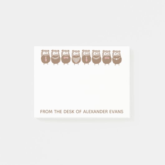 Rij van in koffie gekleurde eigenaar post-it® notes (Voorkant)