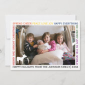 Rij van kerstwensen vakantie fotokaart kaart (Voorkant)