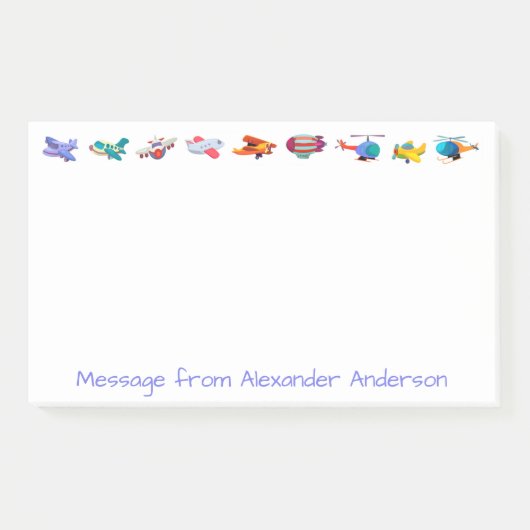 Rij van kleurrijke vliegtuigen Personaliseert noti Post-it® Notes (Voorkant)
