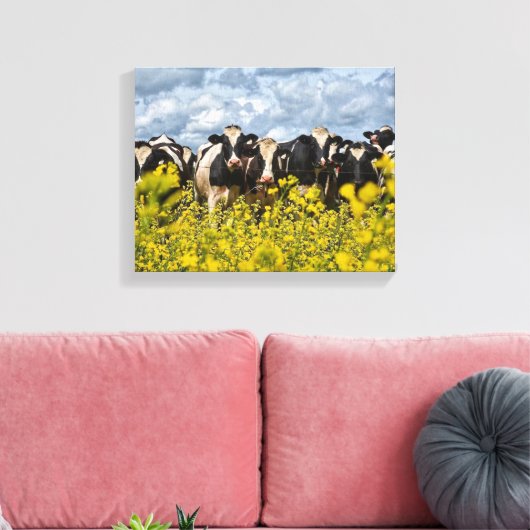 Rij van Koeien Canvas Afdruk (Insitu (Woonkamer))