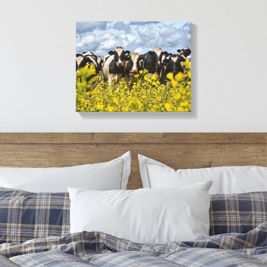 Rij van Koeien Canvas Afdruk (Insitu (Slaapkamer))