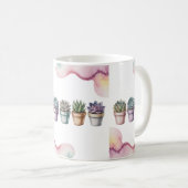 Rij van mini gesukkulenten in pot koffiemok (Voorkant rechts)