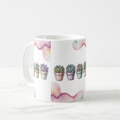 Rij van mini gesukkulenten in pot koffiemok (Voorkant links)