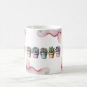 Rij van mini gesukkulenten in pot koffiemok (Center)