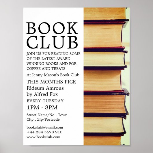 Rij van oude boeken, Adverteren boekenclub Poster (Voorkant)