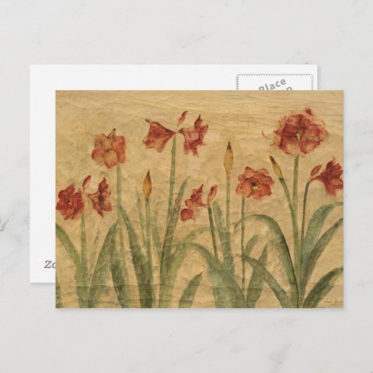 Rij van Red Amaryllis Briefkaart (Voorkant / Achterkant)