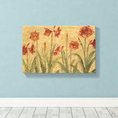 Rij van Red Amaryllis Canvas Afdruk (Insitu (Houten vloer))