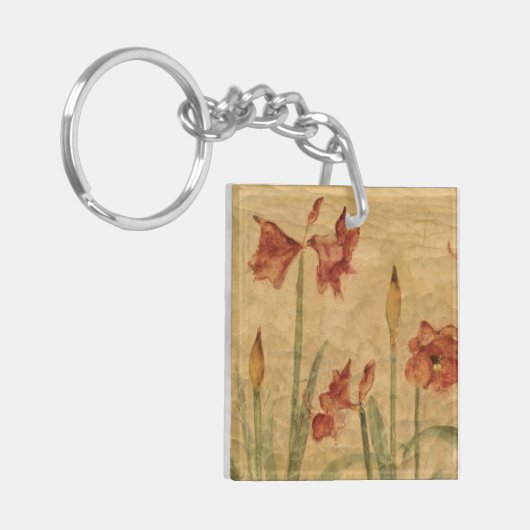 Rij van Red Amaryllis Sleutelhanger (Voorkant Links)