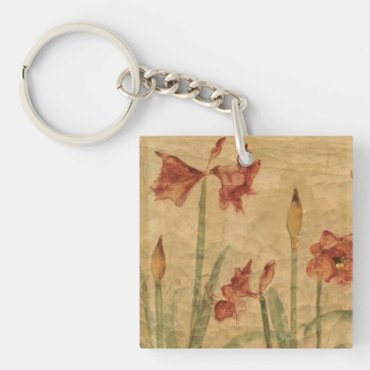 Rij van Red Amaryllis Sleutelhanger (Voorkant)