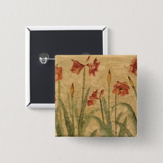 Rij van Red Amaryllis Vierkante Button 5,1 Cm (Voorkant /achterkant)