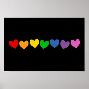 Rij van regenboogharten poster