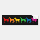 Rij van regenboogkleurpaarden bumpersticker (Voorkant)