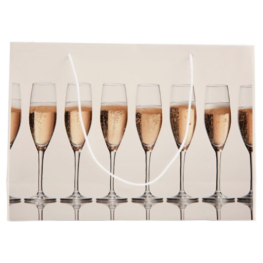 Rij van Roze Champagneglazen Trouwviering Groot Cadeauzakje (Achterkant)
