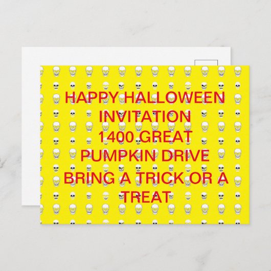 Rij van schedels - Halloween Uitnodiging (Voorkant / Achterkant)