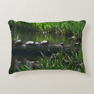 Rij van schildpadden groene natuur foto decoratief kussen