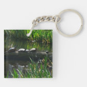 Rij van schildpadden groene natuur foto sleutelhanger (Achterkant)