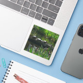 Rij van schildpadden groene natuur foto sticker (Laptop met iPhone)