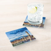 Rij van verlichte beelden in Padova Glazen Onderzetter (Schuin)