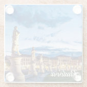 Rij van verlichte beelden in Padova Glazen Onderzetter (Achterkant)