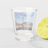 Rij van verlichte beelden in Padova Shot Glas (Achterkant)